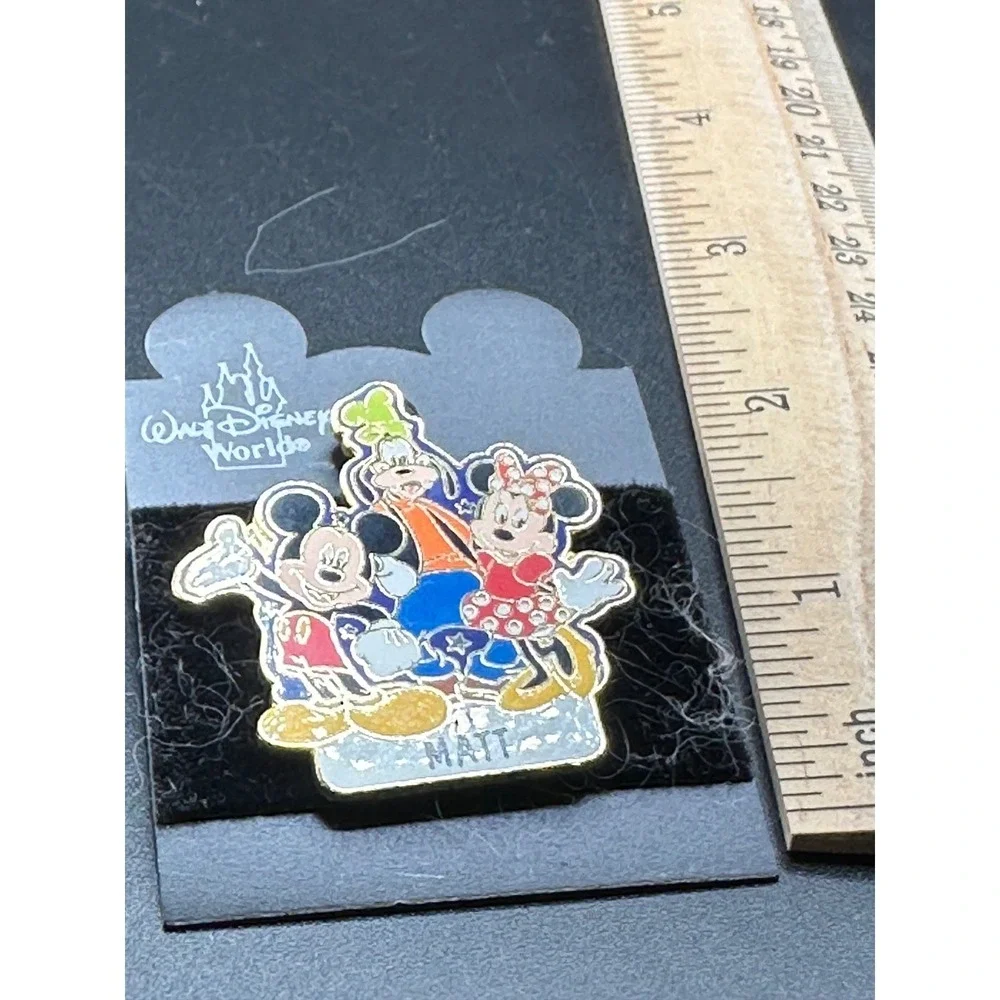 Vintage NWT Pre-2000 Name Matt Disney Pin Trading on card Fab Five Mickey Mouse